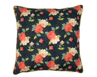 Pillowcase Flowered Black Gold 50 x 50 cm with zipper