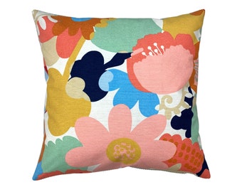 Decorative pillow cushion cover spring floral pastel 40 x 40 cm, 50 x 50 cm back mint