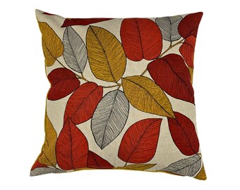 Beautiful cushion cover leaves red yellow, cushion cover 50 x 50 cm, 40 x 40 cm wide cord with zipper