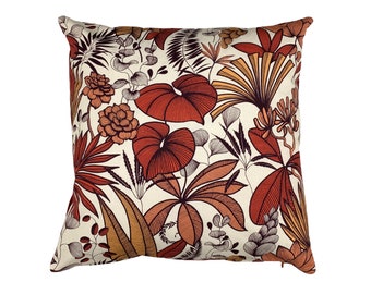 Cushion cover, sofa cushion autumn 50 x 50 cm wine red decorative cushion plants and leaves