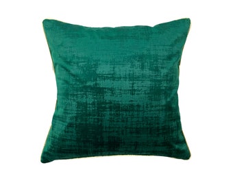 Cushion cover sofa cushion emerald green velvet 40 x 40 cm 50 x 50 cm with piping in gold