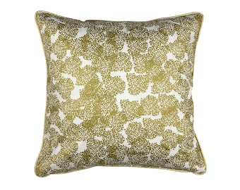 Cushion cover sofa cushion gold abstract 50 x 50 cm with piping ribbon in gold