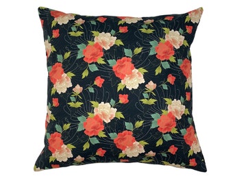 Cushion cover floral black floral pattern 50 x 50 cm with zip