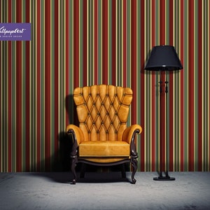 Vintage Stripes Removable Wall Mural, Traditional Wallpaper, Stretching Lines Pattern Traditional Wall covering, W188