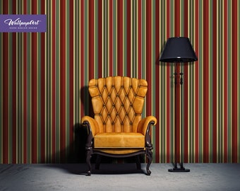 Vintage Stripes Wall Mural – Horror Movie Wallpaper – Traditional or Peel & Stick Wall Covering by WallpapArt, W188