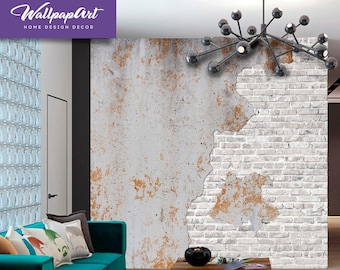 Industrial Design Wall Mural - Concrete & Bricks Wallpaper, Peel and Stick or Unpasted Wallcovering by WallpapArt, W35