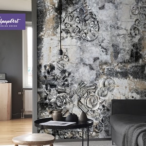 Tapeta Grunge Concrete – Peel & Stick Abstract Wall Mural – Nienaklejona naklejka ścienna Industrial Wall Decal firmy WallpapArt, W84