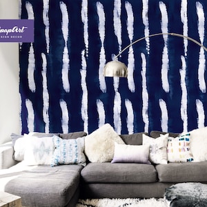 Watercolor stripes Peel and Stick Wall Panel, Lines Removable Wallpaper, Designer Traditional Wall Decal, W152