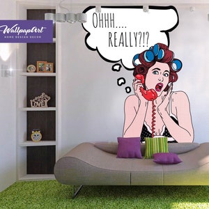 Pop Art Wall Decor, Self Adhesive Wall Decal, Personalized Temporary Sticker, Peel and Stick Wall Art, Pop Art Removable Wall Decal, W37