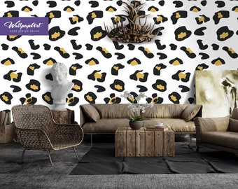 Cheetah Print Removable Wallpaper, Cheetah Pattern Peel and Stick Wall Decal, Leopard Print Traditional Wall Mural, W175