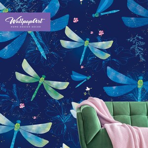 Dragonfly Removable Wallcovering, Monochrome Peel and Stick Wallpaper