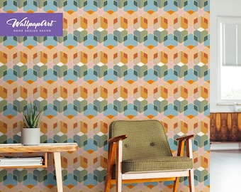 Vintage Shapes Wallpaper – Geometric Pattern Peel & Stick or Unpasted Wallcovering – Modern Classics Wall Mural by WallpapArt, W101