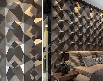 3D Wall Panels PENTA Design, 3D Wall Decor Panelling System, Pyramidal shape Lines, Decorative Wall Tiles