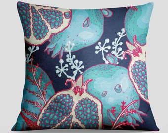 Pomegranate Decorative Pillow Cover, Hand Drawn Pillow Cases, Watercolor Fruits Decorative Cushions, P20