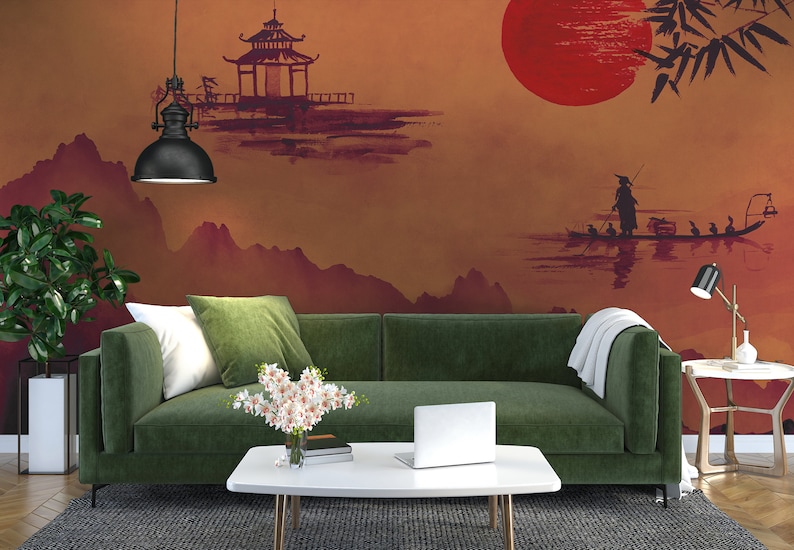 Japanese Removable Wallpaper Landscape Peel and Stick Wall - Etsy