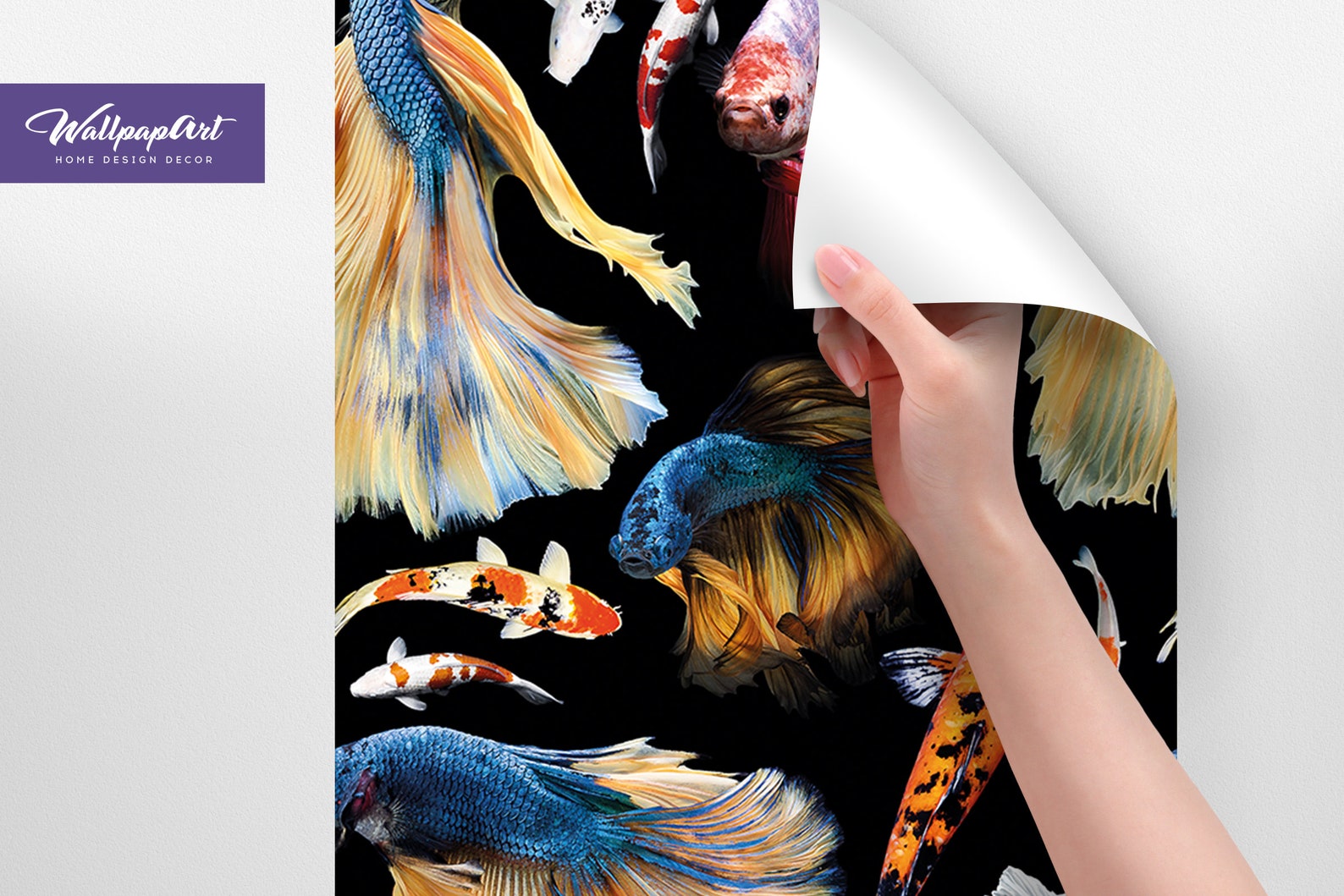 Fish Removable Wallpaper Koi Fish Peel and Stick Wall Decal Etsy