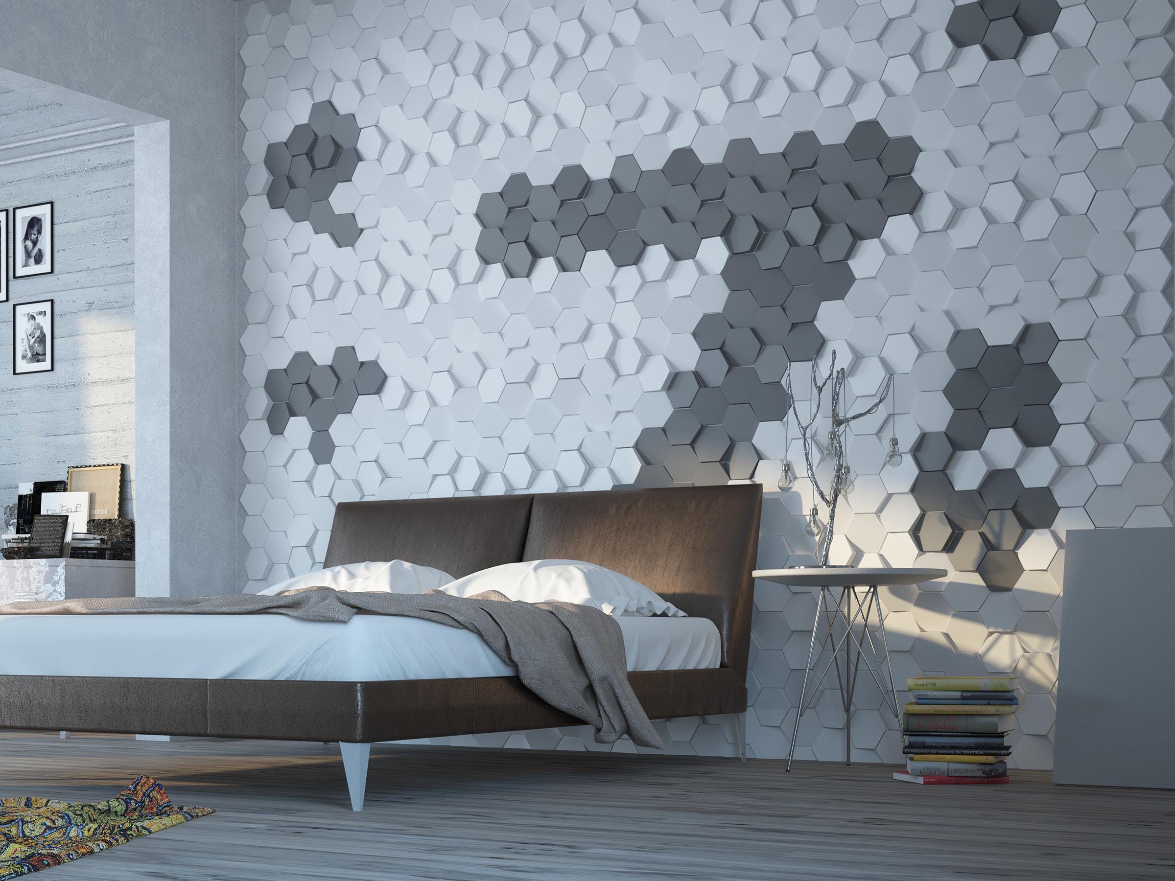 Hexagon 3D Wall Panels – NORM Decorative Cladding System – Modern Wall Tiles by WallpapArt, DMR002