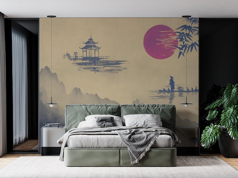 Japanese Removable Wallpaper Landscape Peel and Stick Wall - Etsy