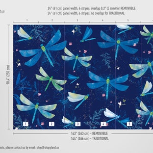 Dragonfly Removable Wallcovering, Monochrome Peel and Stick Wallpaper
