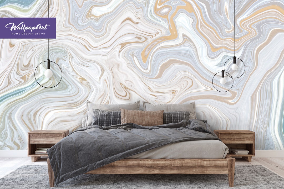 Marble Removable Wallpaper, Peel and Stick Abstract Wall Decal, Marble Grunge Traditional Wall
