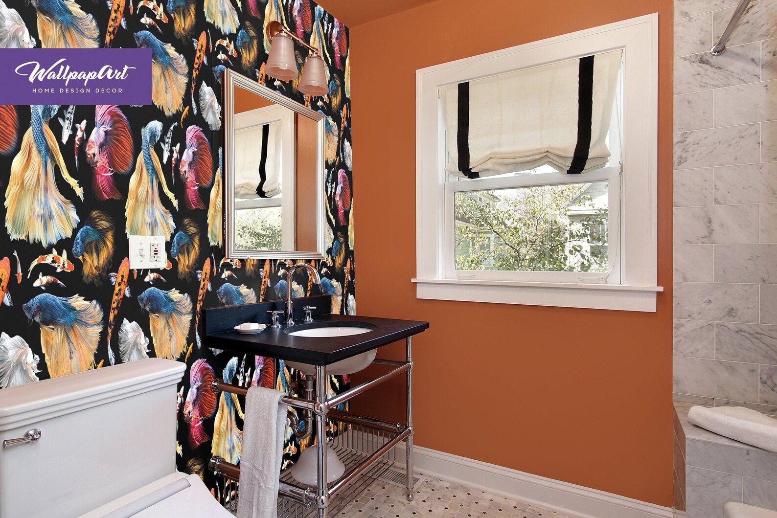 Fish Removable Wallpaper Koi Fish Peel and Stick Wall Decal Etsy