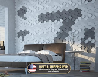 Modern Hexagon Wall Tiles NORM | 3D Gets metric Panels | DIY Accent Wall Decor