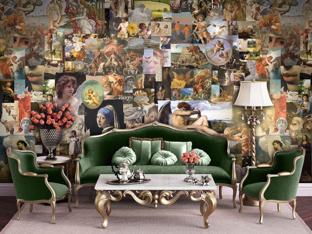 Renaissance Art Collage Wallpaper: Fine Art Mural, Peel & Stick or ...