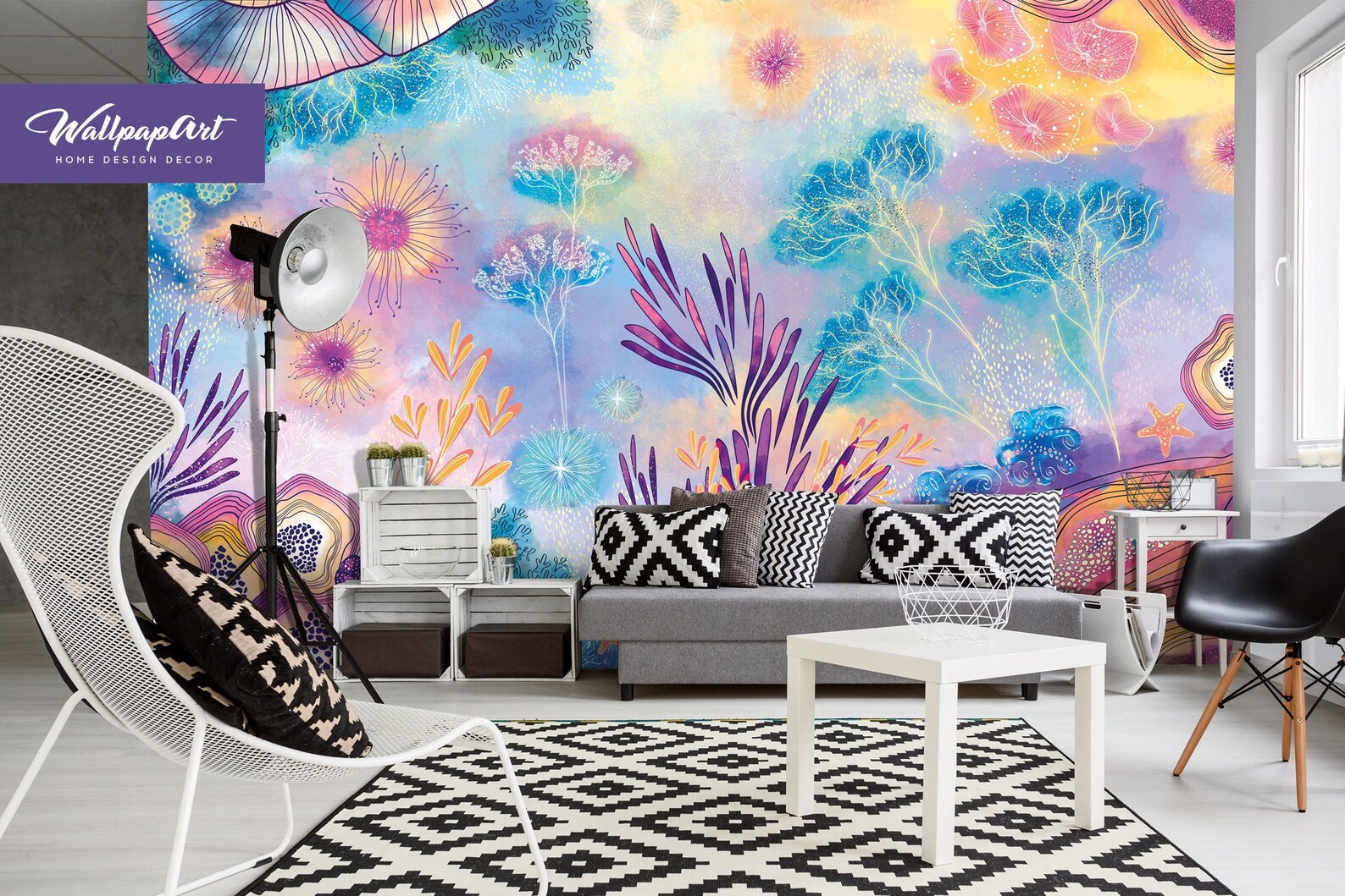 Coral Reef Peel and Stick Wallpaper Watercolor Coral Reef Etsy