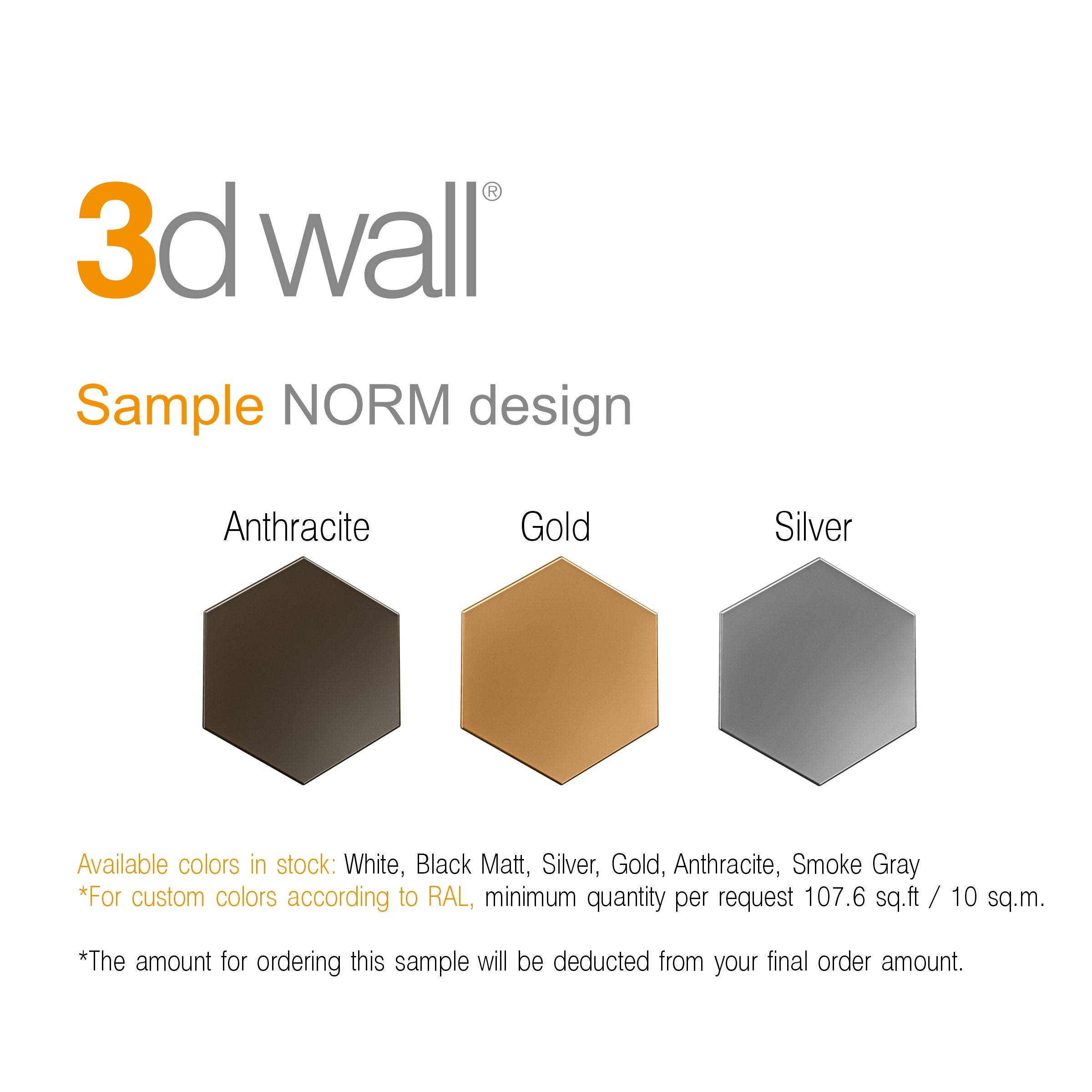 3D Wall Panels NORM Sample Box, 3D Wall Decor 3 tiles, Norm 3D Panelling System, Decorative Wall Tiles