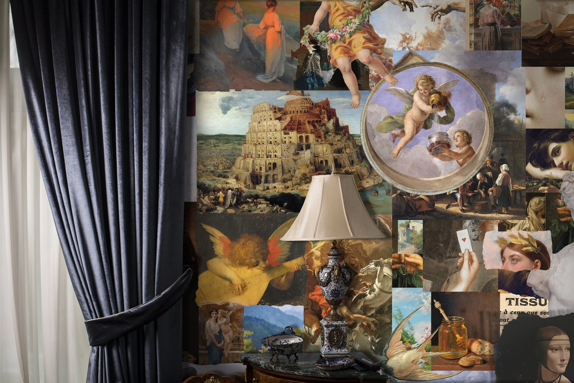 Renaissance Art Collage Wallpaper: Fine Art Mural, Peel & Stick or ...