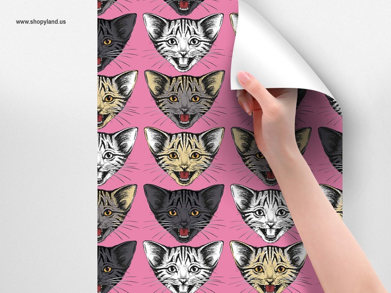 Buy ON SALE Cats Face Traditional Wallpaper, Funky Designer