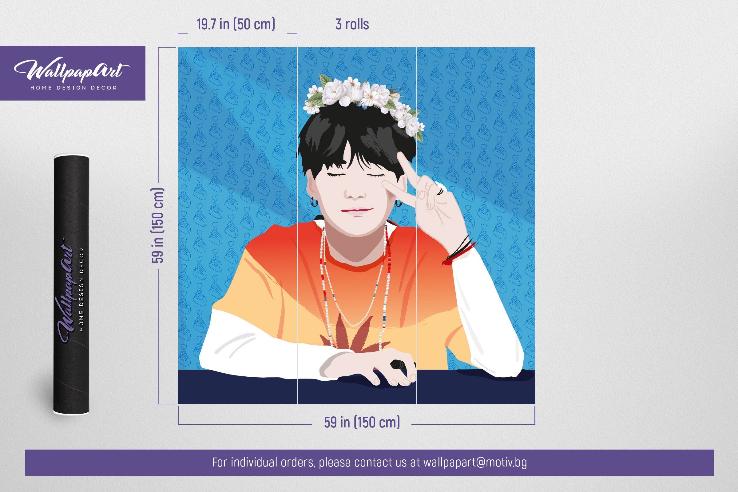 BTS Suga Removable Wall Mural Peel and Stick Wallpaper | Etsy