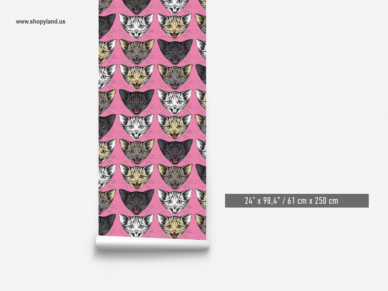 Buy ON SALE Cats Face Traditional Wallpaper, Funky Designer