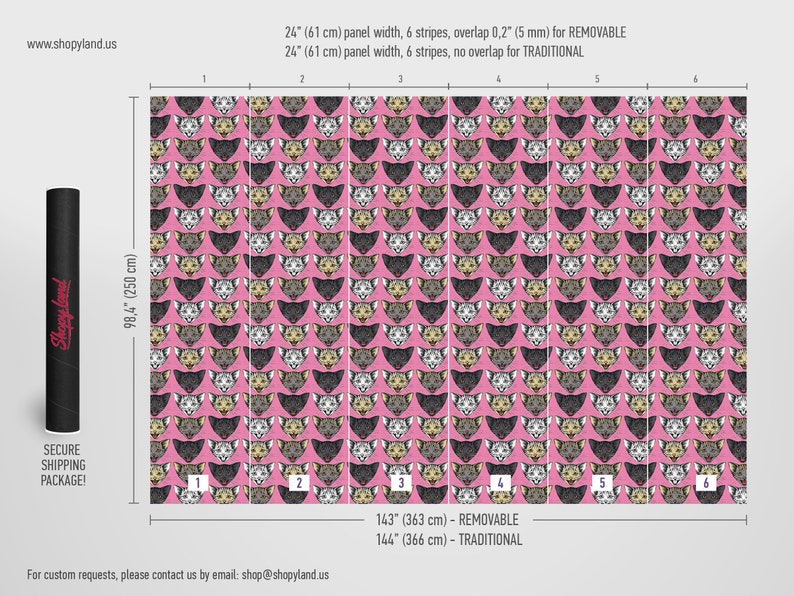 Tapeta Funky Cats – Urocze kocie pyszczki – fototapeta do samodzielnego naklejenia lub bez kleju, designerska tapeta firmy WallpapArt, W135 zdjęcie 9