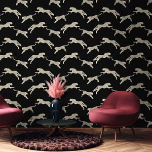 Papier peint guépard bondissant - animal léopard peel & stick ou décoration murale non collée impression classique - art déco sauvage par WallpapArt, W164