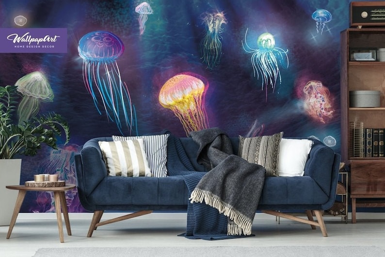 Jellyfish Removable Wallpaper Jellyfish Peel and Stick Etsy