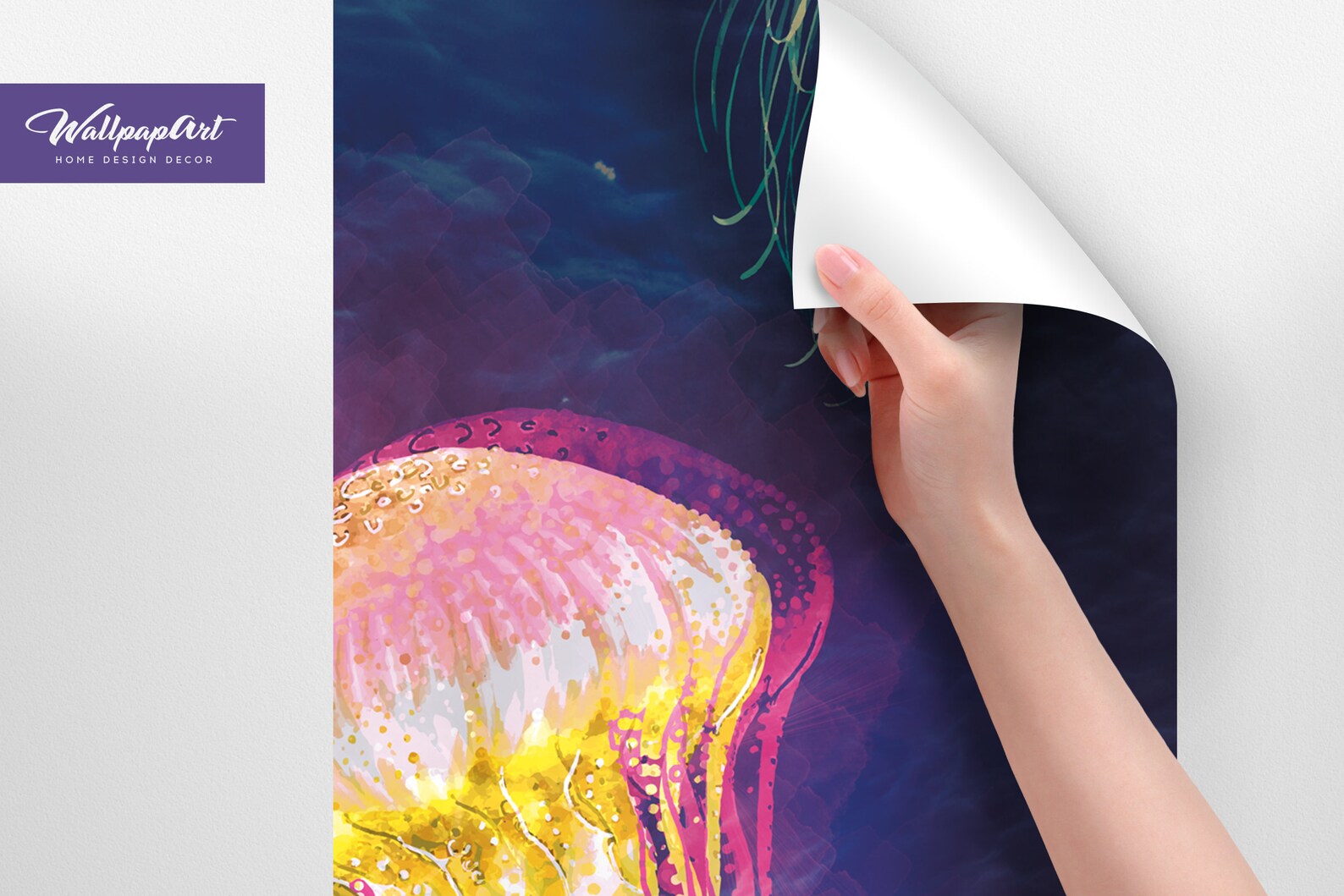 Jellyfish Removable Wallpaper Neon Peel and Stick Wall Panel Etsy