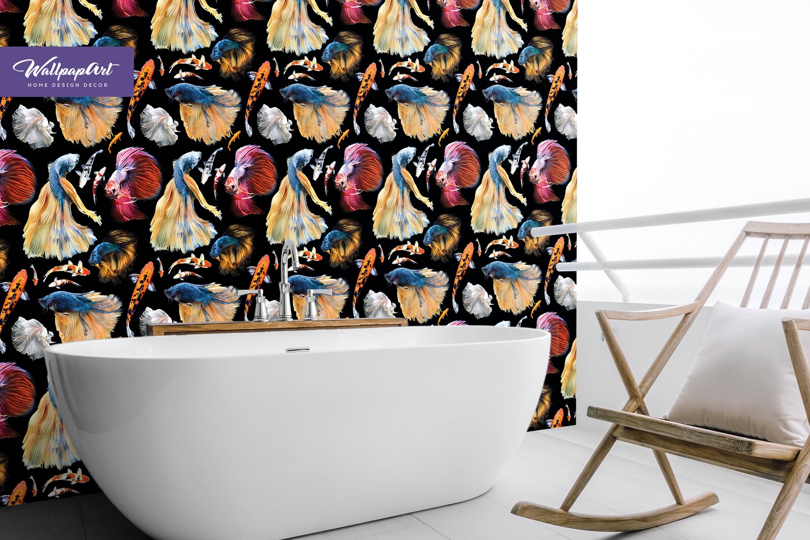 Fish Removable Wallpaper Koi Fish Peel and Stick Wall Decal Etsy