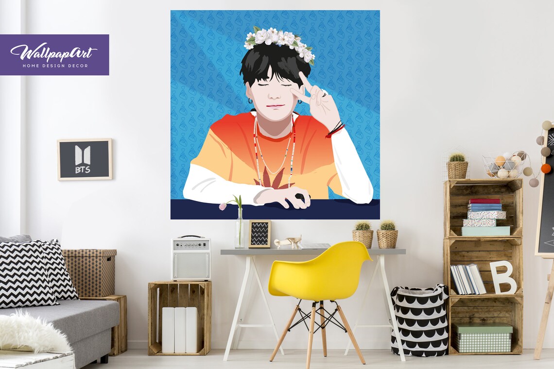BTS Suga Removable Wall Mural Peel and Stick Wallpaper | Etsy