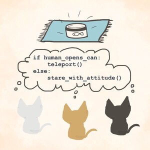 Druckbare digitale OriginalKunst Katzen Codierung für Lebensmittel mit Wenn Statement Ausschnitt