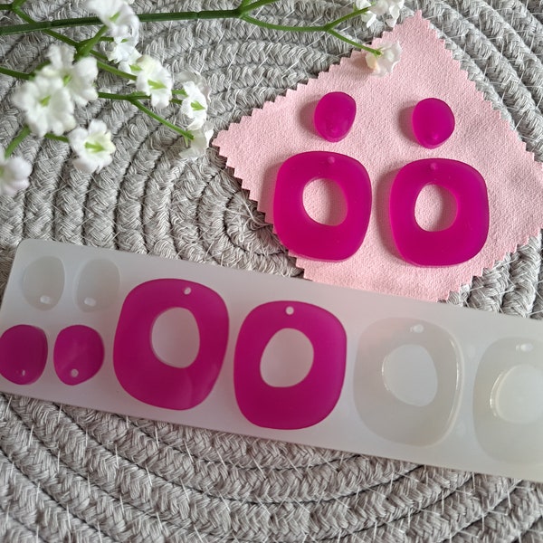 RINNY dangle silicone earring mould, 2 pair mould, resin mould, mold, silicone moulds, made to order