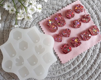 Earring tops with holes silicone earring mold/mould, resin molds, silicone molds, translucent silicone mold, silicone moulds, made to order