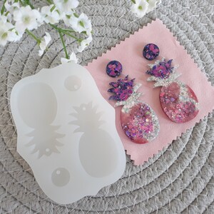 Pineapple dangle silicone earring mold/mould, resin molds, silicone molds, translucent silicone mold, silicone moulds, made to order