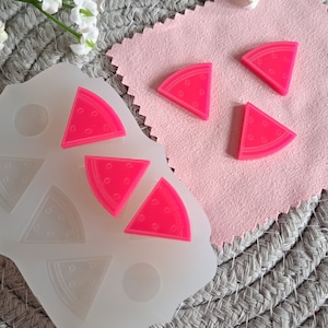 Etched watermelon slice silicone earring mould, molds, resin moulds, silicone moulds, fruit moulds, watermelon mould, made to order