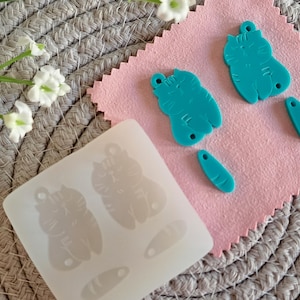 CHARLIE cat silicone earring mould, etched cat mould, molds, resin moulds, silicone moulds, cat mold, made to order