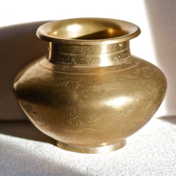 India Pot Antique Bronze Large Vintage Indian Brass Vase Etsy