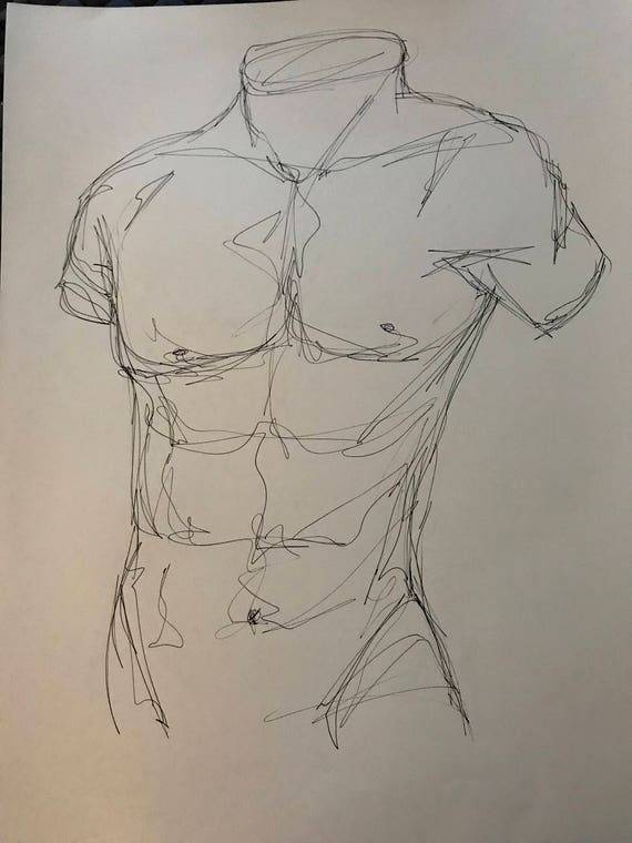 Male Figure Drawing Front View 2 Etsy