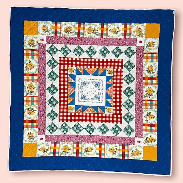 Handmade Modern Medallion Patchwork Throw Quilt