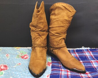 Vintage 70s Suede Cowboy Boots