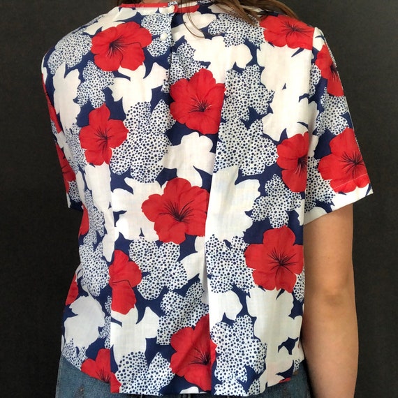 Vintage 70s Deadstock Cropped Floral Blouse - image 2